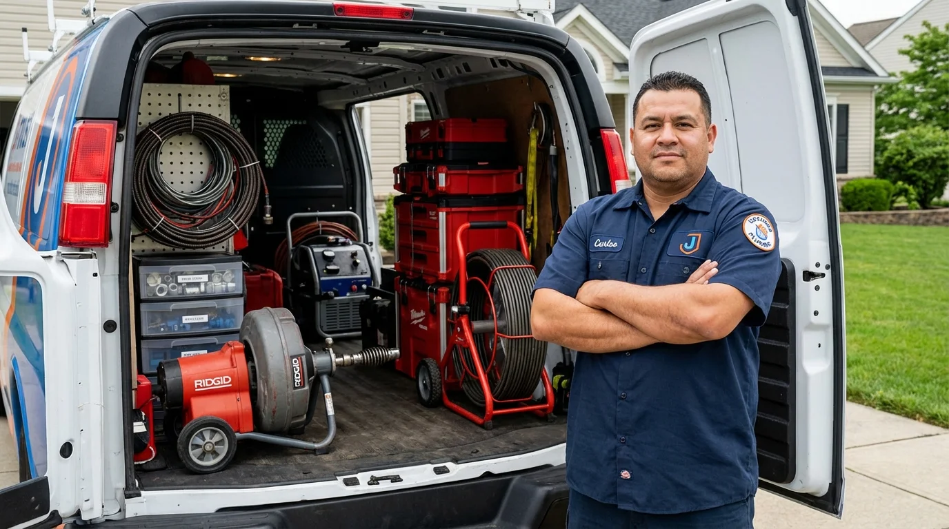 Professional drain cleaning equipment and Johns Plumbing LLC plumber in Cranberry Township