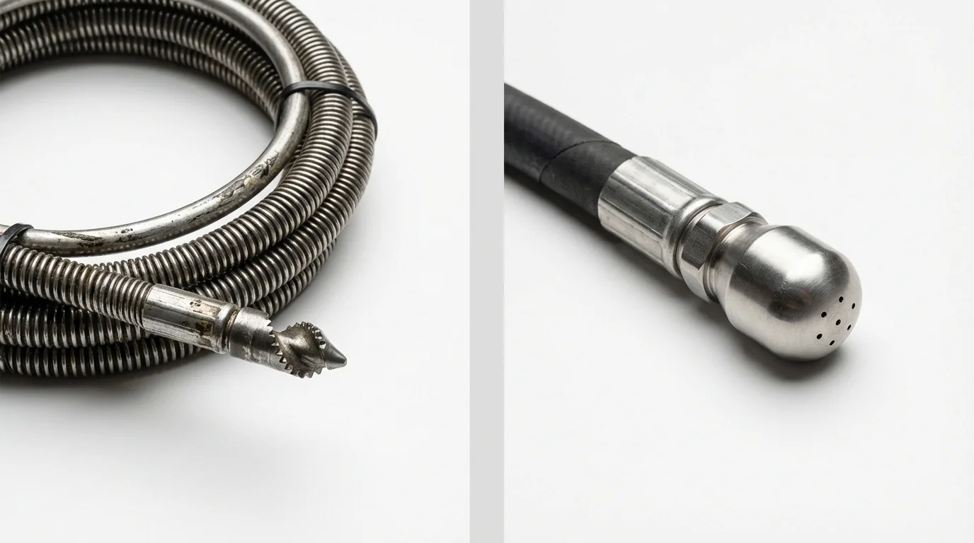 Drain snake cable and hydro jetting nozzle used for drain cleaning in Cranberry Township, PA