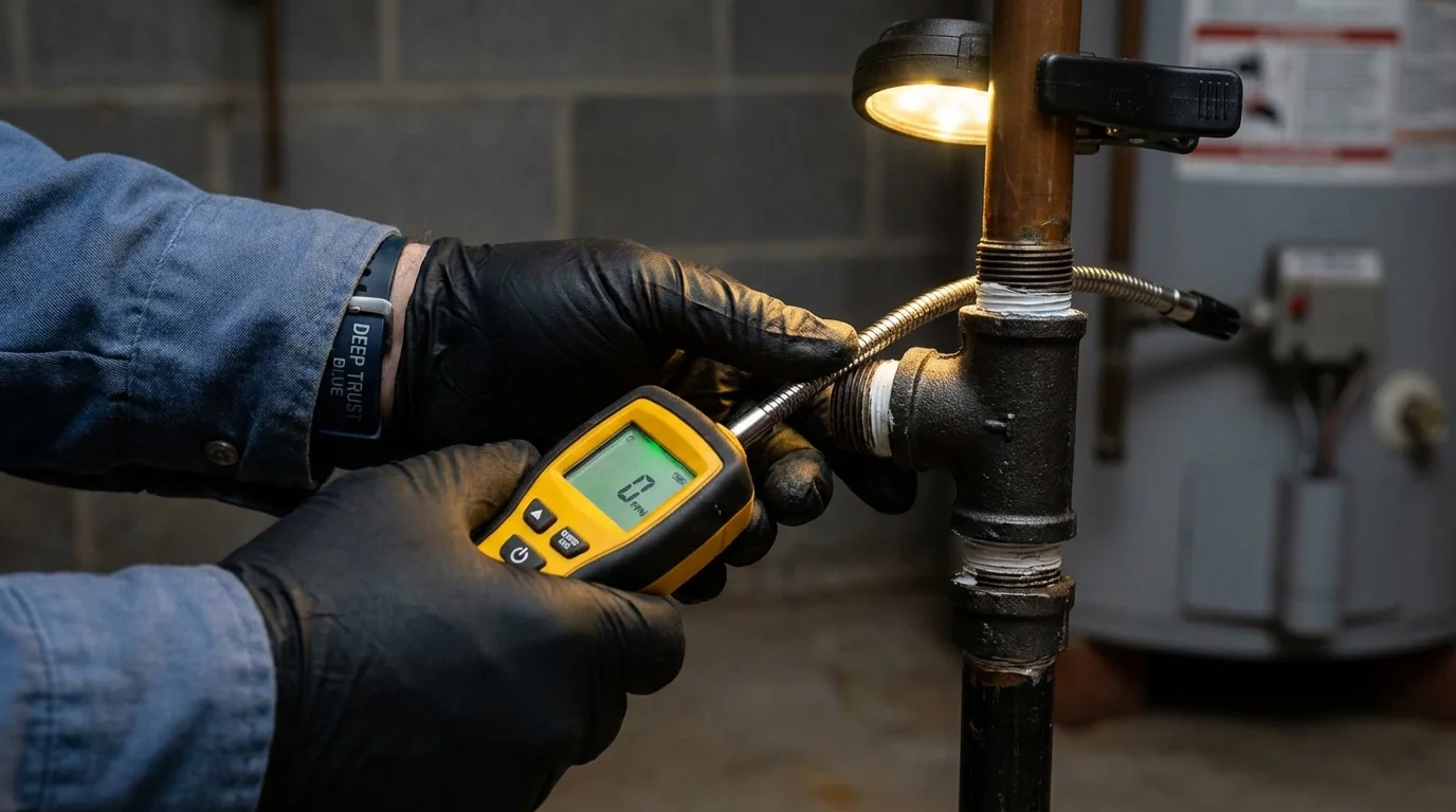 Gas leak detection with electronic sniffer by Johns Plumbing LLC in Cranberry Township