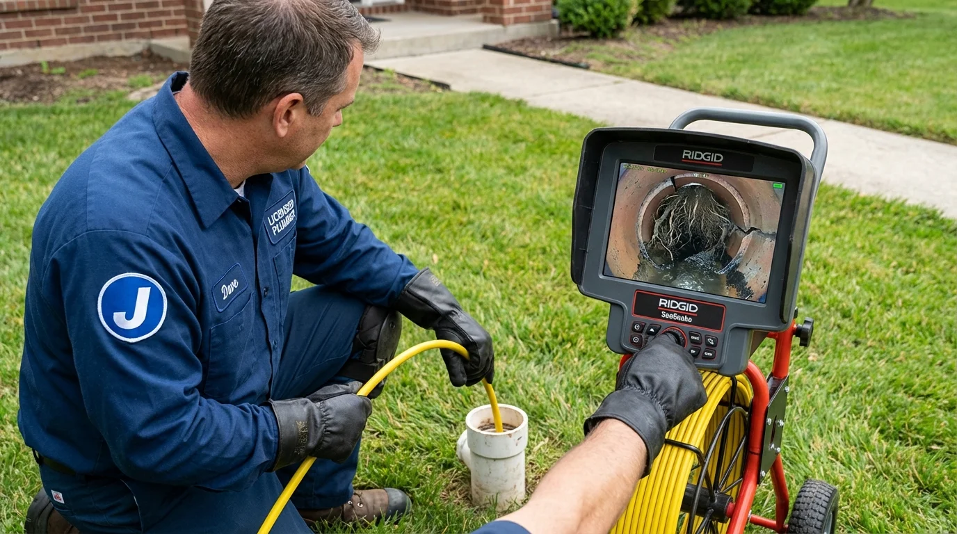 Sewer camera inspection being performed by Johns Plumbing LLC in Cranberry Township